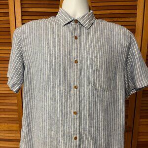 UNTUCLKIT "WESTREY" SZ LARGE SLIM FIT 100% LINEN SS DRESS SHIRT